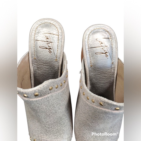 NEW LATIGO SERICA leather sandal grey 7 open toe block wooden heel - Picture 8 of 9